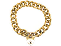 Edwardian 9ct Gold Engraved Curb Link Bracelet