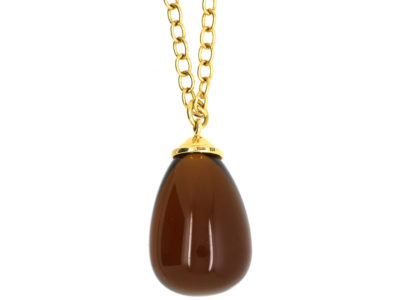 Tiffany 18ct Gold & Smoky Quartz Pendant on 18ct Gold Tiffany Chain Designed by Paloma Picasso