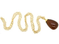 Tiffany 18ct Gold & Smoky Quartz Pendant on 18ct Gold Tiffany Chain Designed by Paloma Picasso