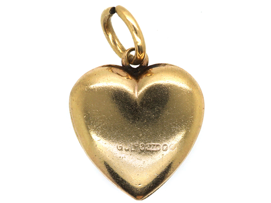 Edwardian 9ct Gold Heart Shaped Pendant (175M) | The Antique Jewellery ...