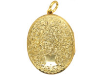 Victorian 15ct Gold Oval Locket with Garter Design
