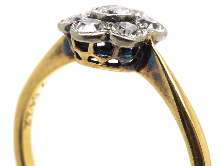 Edwardian 18ct Gold & Platinum, Diamond Daisy Ring