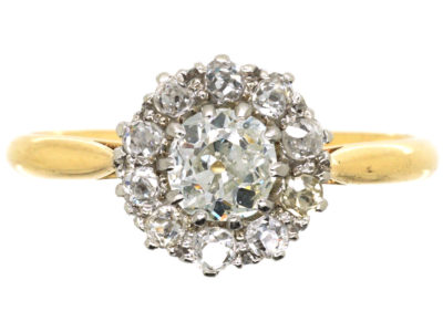 Edwardian 18ct Gold & Diamond Cluster Ring