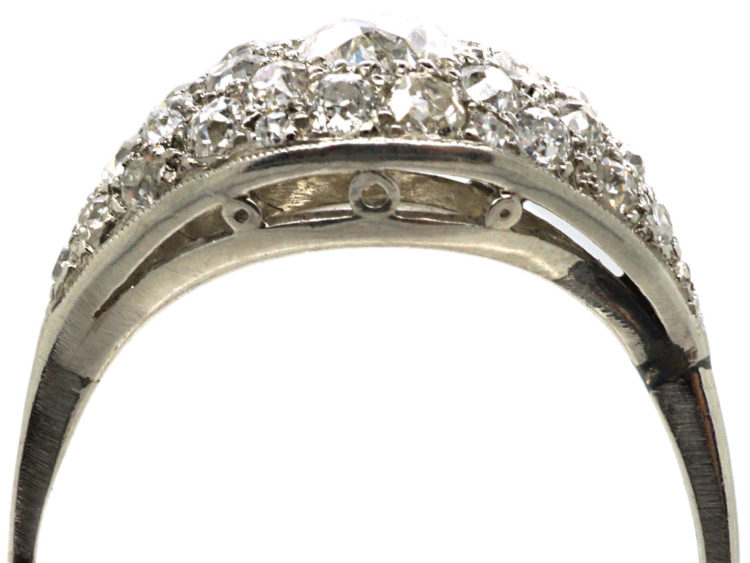 Art Deco Platinum & Diamond Bombé Set Cluster Ring