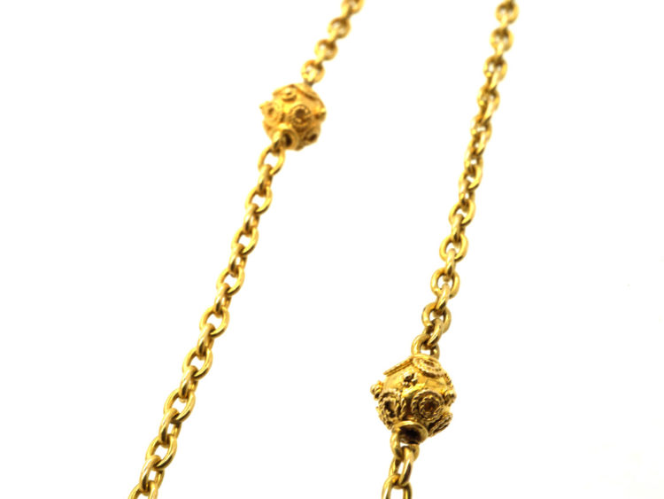 Victorian 15ct Gold Chain Interspersed with Round Beads