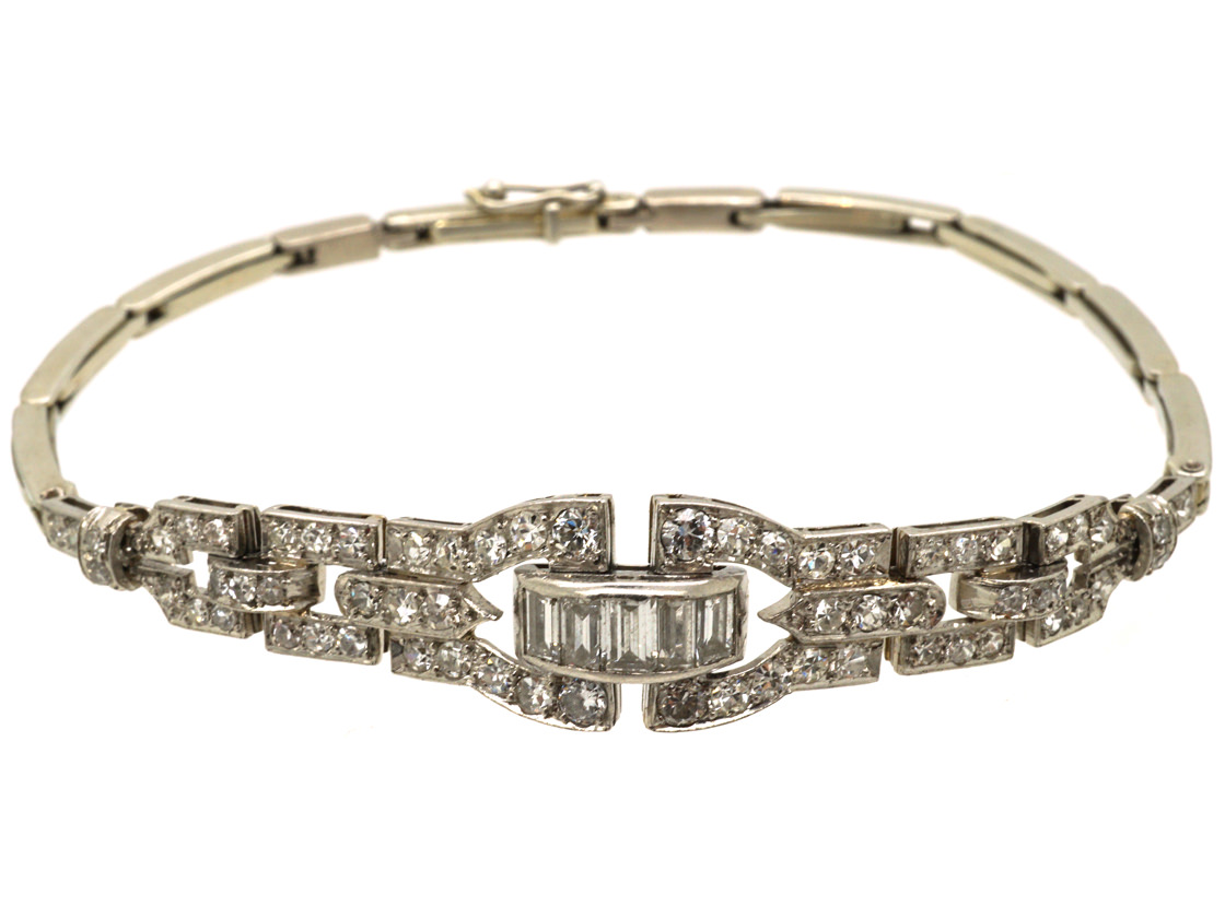 Art Deco Platinum & Diamond Bracelet (178M) | The Antique Jewellery Company