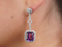 Amethyst & Diamond Drop Earrings by Adler