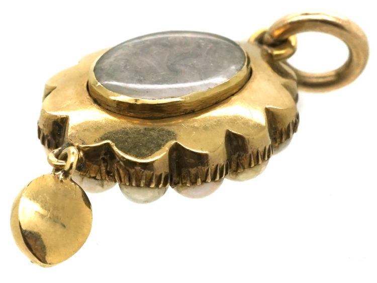 Victorian 15ct Gold Garnet & Natural Split Pearl Pendant