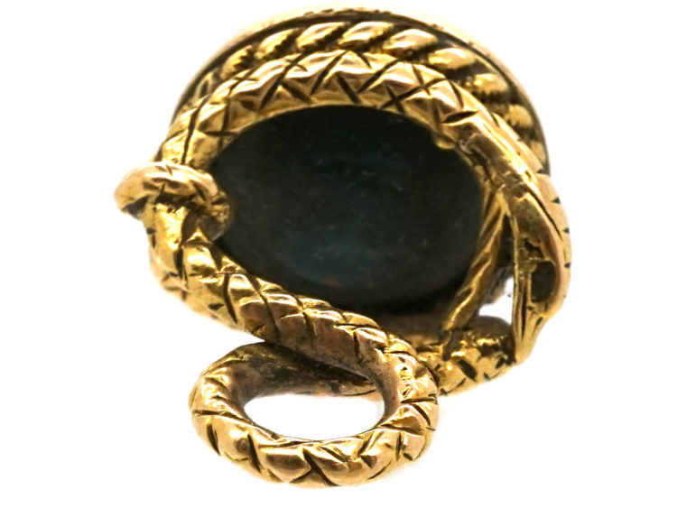 Georgian 18ct Gold Bloodstone Seal with Crown & Monogram Intaglio