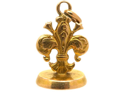 Victorian 18ct Gold Seal with Fleur-de-Lis Motif & Engraved on the Base with the Letter A
