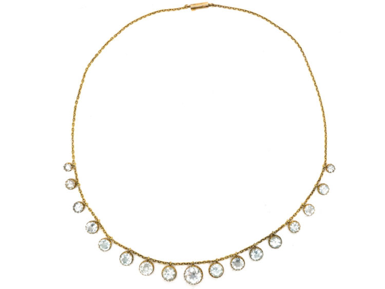 Victorian 15ct Gold & Aquamarine Drops Necklace