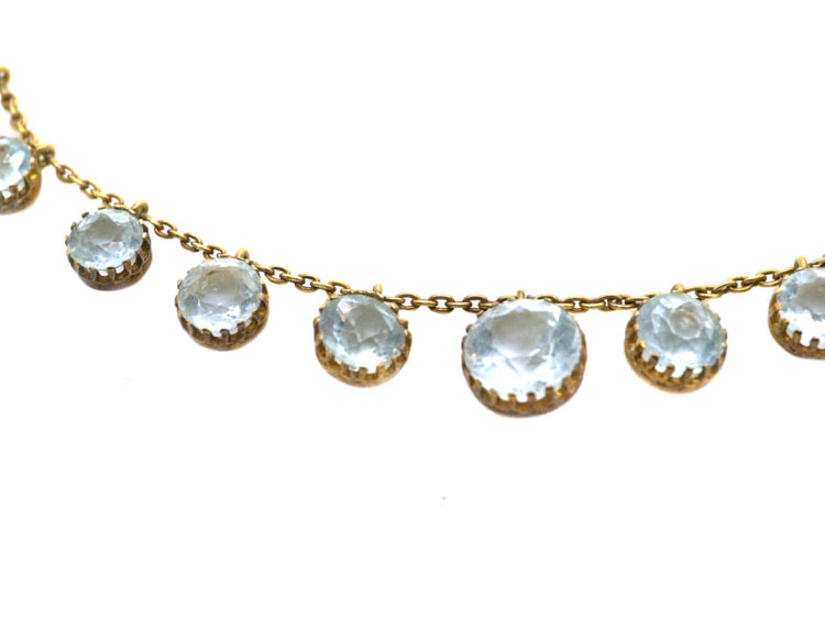 Victorian 15ct Gold & Aquamarine Drops Necklace