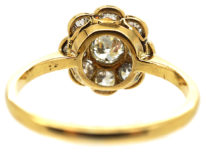 Edwardian 18ct Gold & Platinum Large Diamond Daisy Cluster Ring