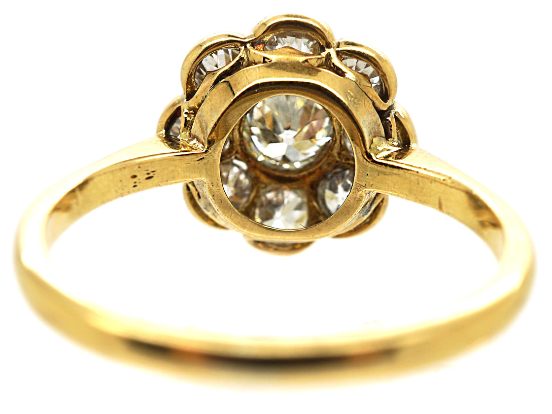 Edwardian 18ct Gold & Platinum Large Diamond Daisy Cluster Ring (284M ...