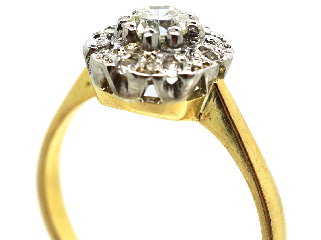 18ct Gold & Diamond Cluster Ring (291M) | The Antique Jewellery Company