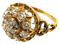 Victorian 18ct Gold & Diamond Large Cluster Ring