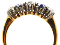 Edwardian 18ct Gold & Platinum, Five Stone Sapphire & Diamond Ring