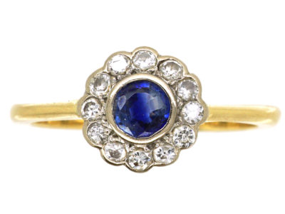 18ct Gold, Sapphire & Diamond Cluster Ring