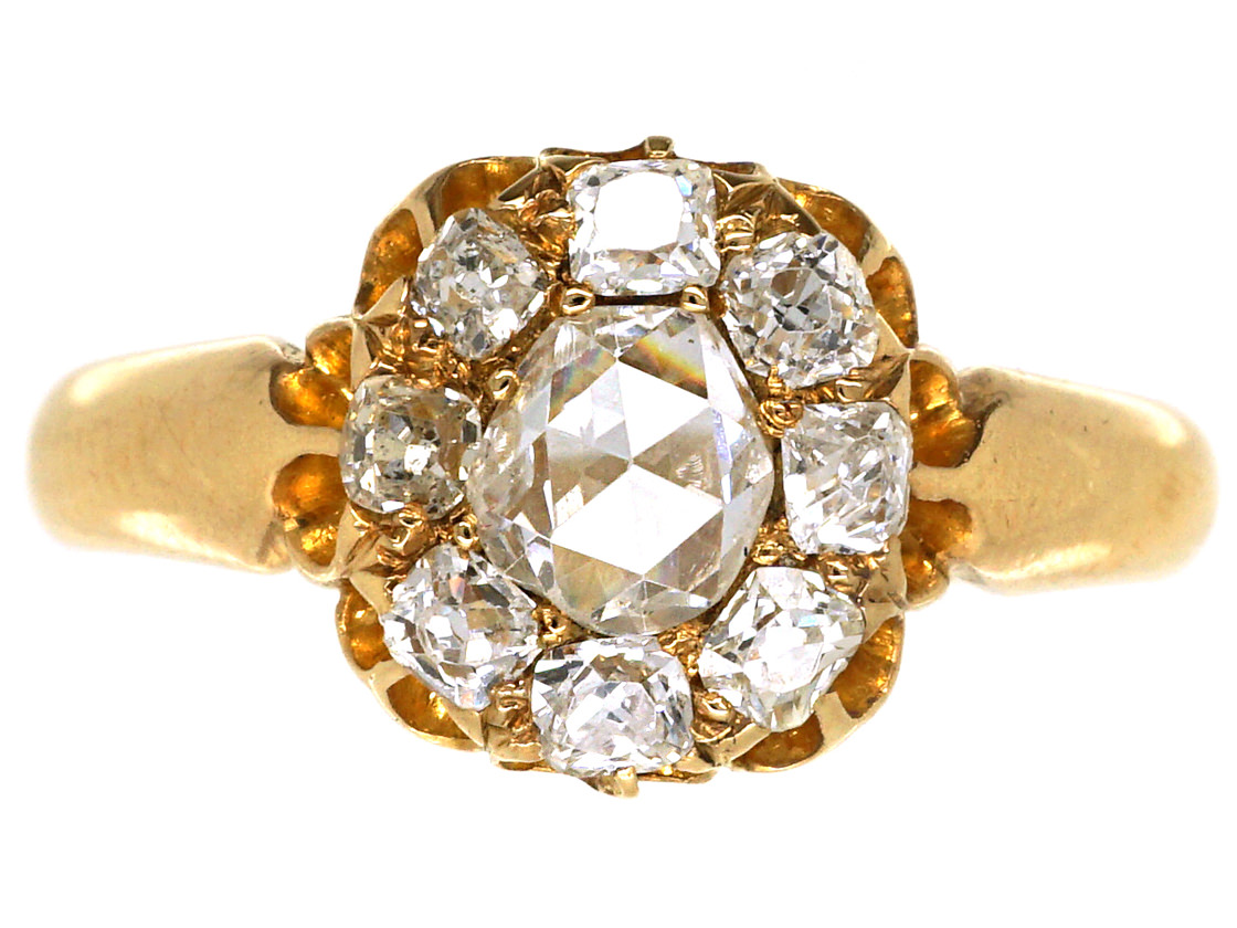 Victorian 18ct Gold & Rose Diamond Cluster Ring (285M) | The Antique ...