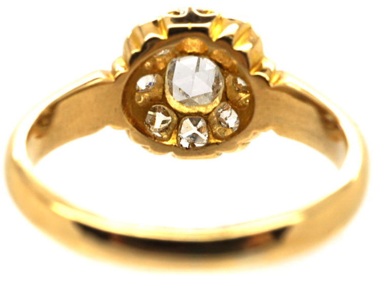 Victorian 18ct Gold & Rose Diamond Cluster Ring