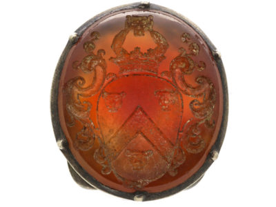 Georgian Silver Seal with Carnelian Base with a Crested Intaglio