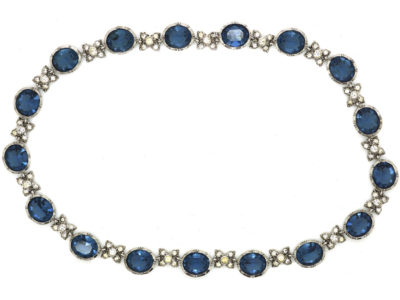 Edwardian Silver & Blue & White Paste Necklace