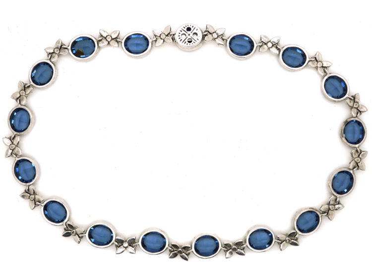 Edwardian Silver & Blue & White Paste Necklace