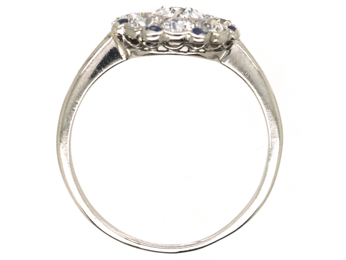 Art Deco Platinum, Diamond & Sapphire Round Cluster Ring (316M) | The ...