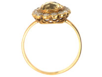 Edwardian 18ct Gold, Topaz & Diamond Oval Cluster Ring