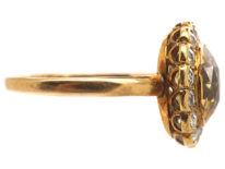 Edwardian 18ct Gold, Topaz & Diamond Oval Cluster Ring