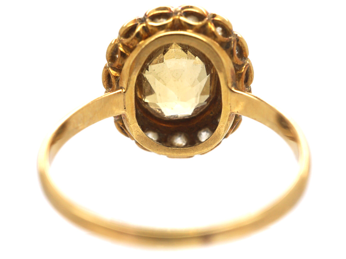 Edwardian 18ct Gold, Topaz & Diamond Oval Cluster Ring (303M) | The ...