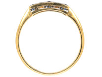 Art Deco 18ct Gold & Platinum, Three Stone French Cut Sapphire & Diamond Ring
