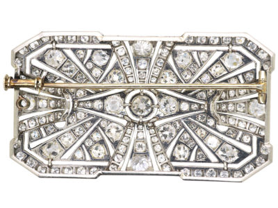 Large Art Deco Platinum & Diamond Rectangular Brooch