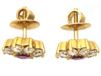 18ct Gold Ruby & Diamond Cluster Earrings