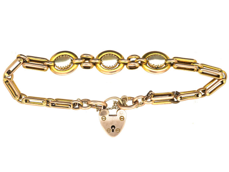 Edwardian 9ct Gold & Mother Of Pearl Arts & Crafts Bracelet