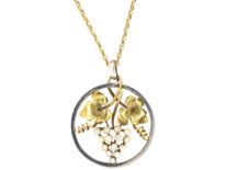 Edwardian 15ct Gold & Platinum Grapes Pendant on 15ct Gold Chain