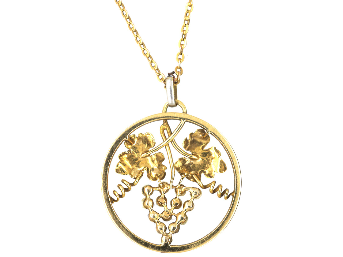Edwardian 15ct Gold & Platinum Grapes Pendant on 15ct Gold Chain (299M