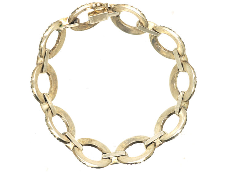 Art Deco Silver & Marcasite Circles Bracelet