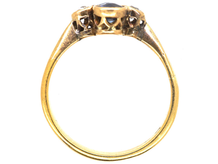 Edwardian 18ct Gold, Two Stone Sapphire & Diamond Ring
