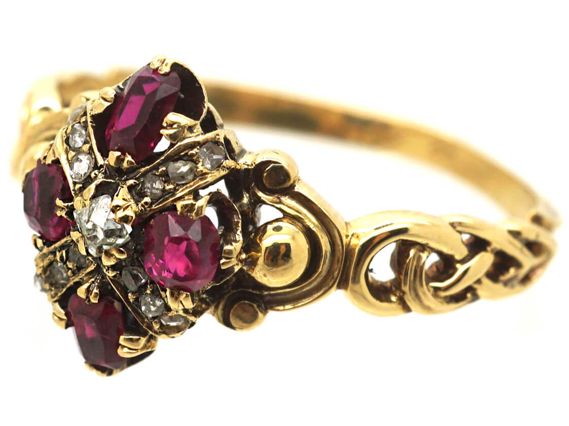 French 19th Century 18ct Gold Ruby & Diamond Ring (331M) | The Antique ...