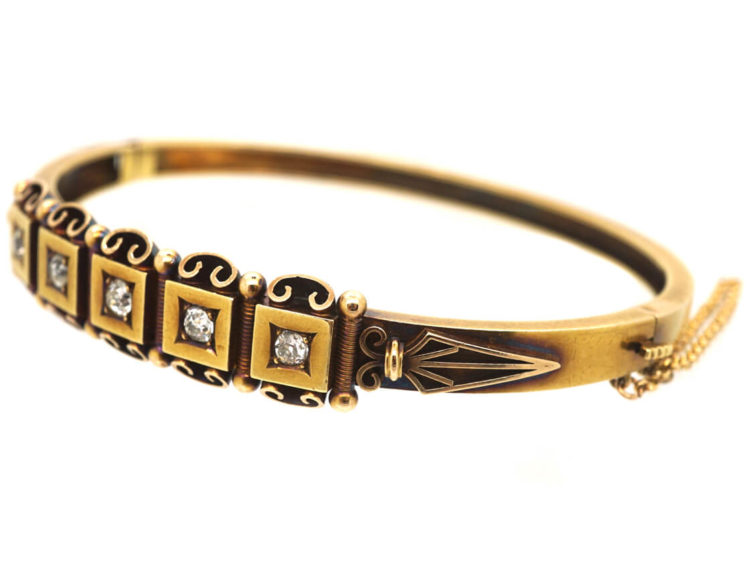 Victorian 15ct Gold & Diamond Bangle