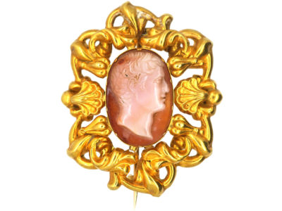 William 1V 15ct Gold Hard Stone Cameo Brooch