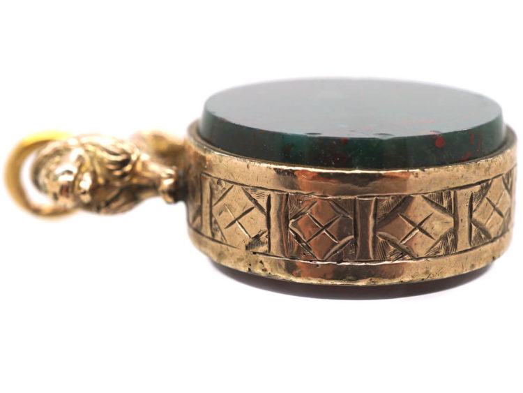 Victorian 9ct Gold Seal with a Lion on Top & Carnelian on One Side & Bloodstone on the Other