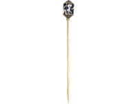 Edwardian 18ct Gold & Blue & White Enamel Tie Pin with Circus Figures