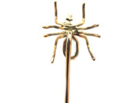 Edwardian Gold Spider Tie Pin set with an Aquamarine & Natural Pearl