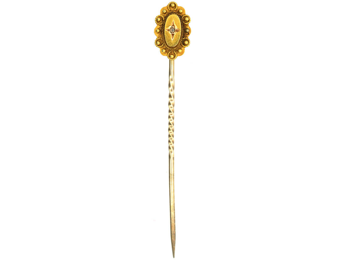 Victorian 15ct Gold Oval Tie Pin set with a Rose Diamond (378M) | The ...