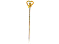 Edwardian 15ct Gold & Peridot Heart Shaped Tie Pin