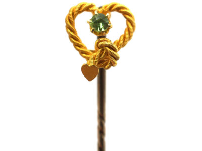 Edwardian 15ct Gold & Peridot Heart Shaped Tie Pin