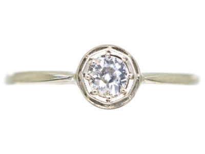 Art Deco 14ct White Gold Diamond Solitaire Ring
