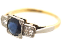 Art Deco Sapphire & Diamond Three Stone Ring